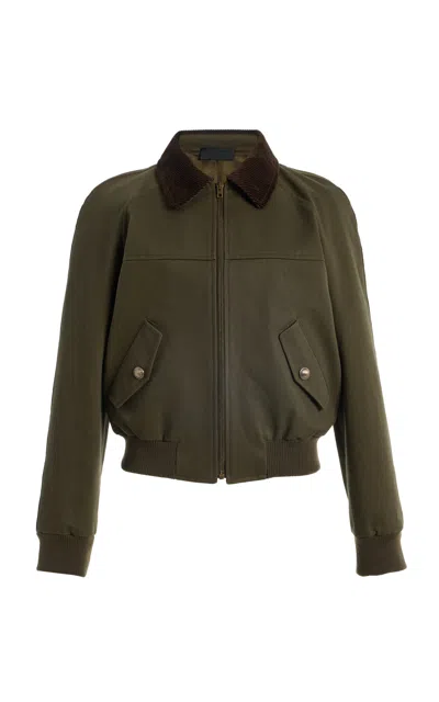 Nili Lotan Victor Cotton Bomber Jacket In Green