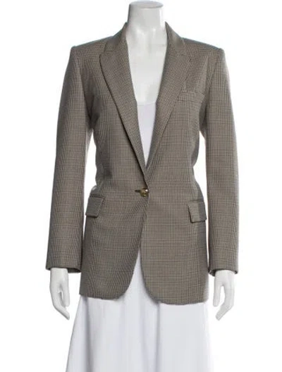 Pre-owned Nili Lotan Virgin Wool Houndstooth Print Blazer In Black