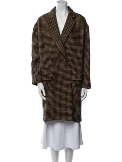 Pre-owned Nili Lotan Virgin Wool Houndstooth Print Faux Fur Coat In Multi