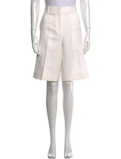 Pre-owned Nili Lotan Virgin Wool Knee-length Shorts In White