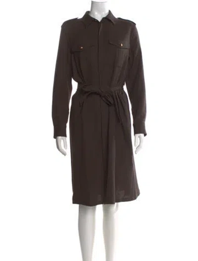 Pre-owned Nili Lotan Virgin Wool Midi Length Dress In Brown