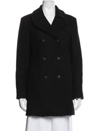 Pre-owned Nili Lotan Virgin Wool Peacoat In Black
