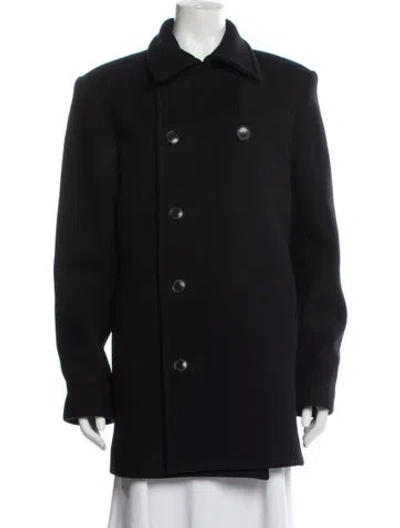 Pre-owned Nili Lotan Virgin Wool Peacoat In Black