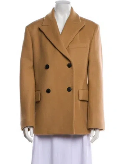Pre-owned Nili Lotan Virgin Wool Peacoat In Brown
