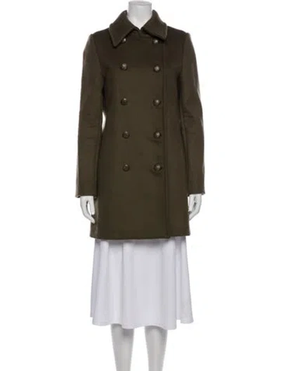 Pre-owned Nili Lotan Virgin Wool Peacoat In Green