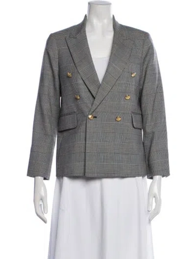 Pre-owned Nili Lotan Virgin Wool Plaid Print Blazer W/ Tags In Black