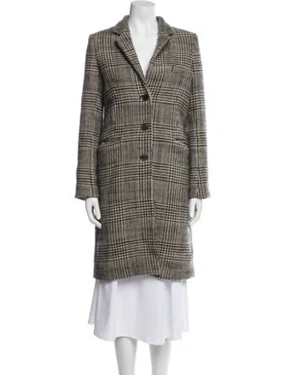 Pre-owned Nili Lotan Virgin Wool Plaid Print Coat In Neutral