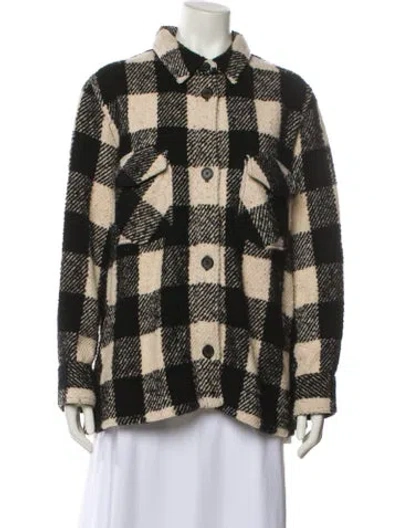 Pre-owned Nili Lotan Virgin Wool Plaid Print Evening Jacket In Black