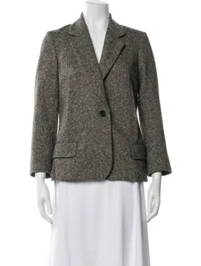 Pre-owned Nili Lotan Virgin Wool Printed Blazer In Gray