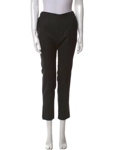 Pre-owned Nili Lotan Virgin Wool Straight Leg Pants In Black