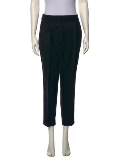 Pre-owned Nili Lotan Virgin Wool Straight Leg Pants In Black