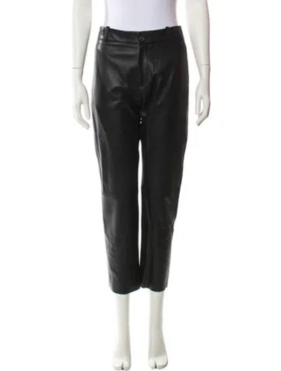 Pre-owned Nili Lotan Virgin Wool Straight Leg Pants In Black