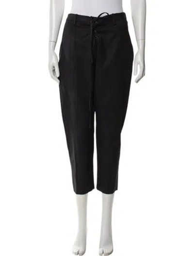 Pre-owned Nili Lotan Virgin Wool Straight Leg Pants In Black