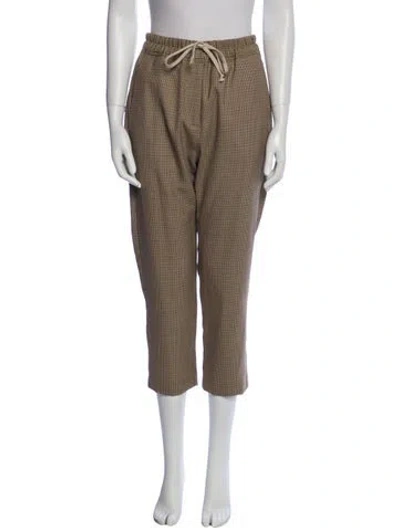 Pre-owned Nili Lotan Virgin Wool Straight Leg Pants In Brown
