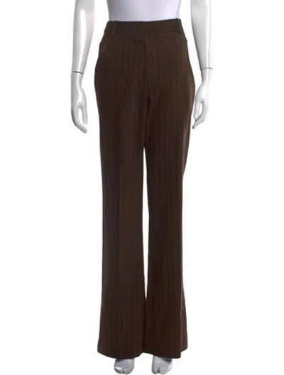 Pre-owned Nili Lotan Virgin Wool Straight Leg Pants In Brown