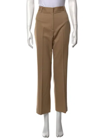 Pre-owned Nili Lotan Virgin Wool Straight Leg Pants In Brown
