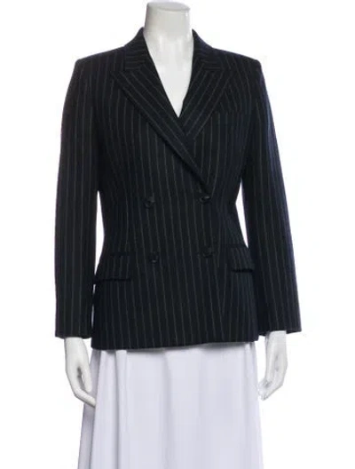 Pre-owned Nili Lotan Virgin Wool Striped Blazer In Blue