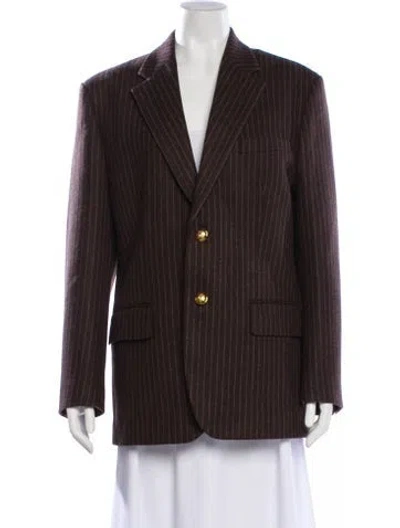 Pre-owned Nili Lotan Virgin Wool Striped Blazer In Gray