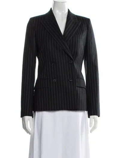 Pre-owned Nili Lotan Virgin Wool Striped Blazer W/ Tags In Blue