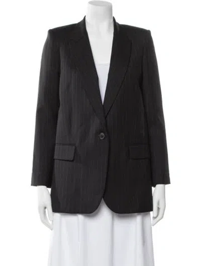 Pre-owned Nili Lotan Virgin Wool Striped Blazer W/ Tags In Gray