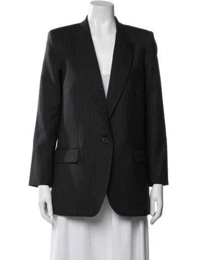 Pre-owned Nili Lotan Virgin Wool Striped Blazer W/ Tags In Gray
