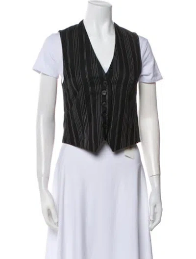 Pre-owned Nili Lotan Virgin Wool Striped Vest In Black