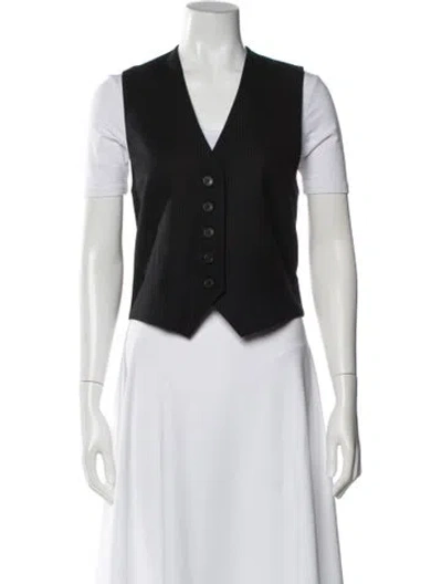 Pre-owned Nili Lotan Virgin Wool Striped Vest In Black