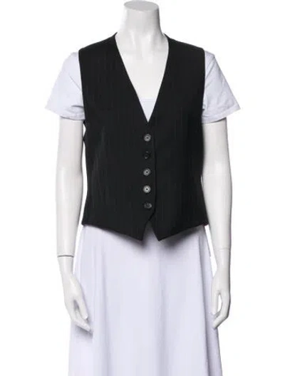 Pre-owned Nili Lotan Virgin Wool Striped Vest In Black