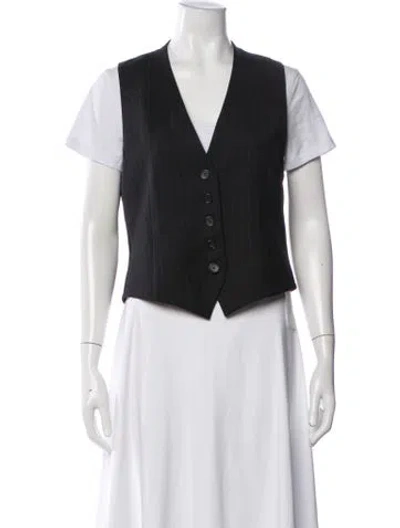 Pre-owned Nili Lotan Virgin Wool Striped Vest In Black