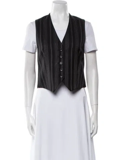 Pre-owned Nili Lotan Virgin Wool Striped Vest W/ Tags In Black