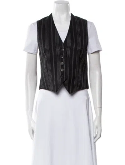 Pre-owned Nili Lotan Virgin Wool Striped Vest W/ Tags In Black