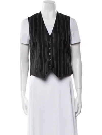 Pre-owned Nili Lotan Virgin Wool Striped Vest W/ Tags In Black