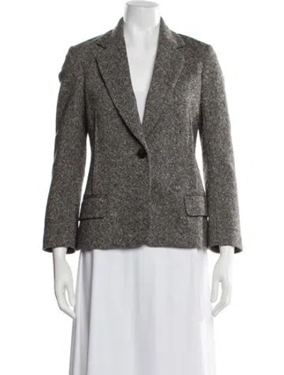Pre-owned Nili Lotan Virgin Wool Tweed Pattern Blazer In Neutral