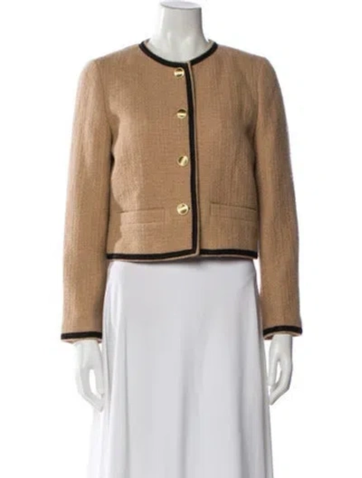 Pre-owned Nili Lotan Virgin Wool Tweed Pattern Evening Jacket W/ Tags In Neutral