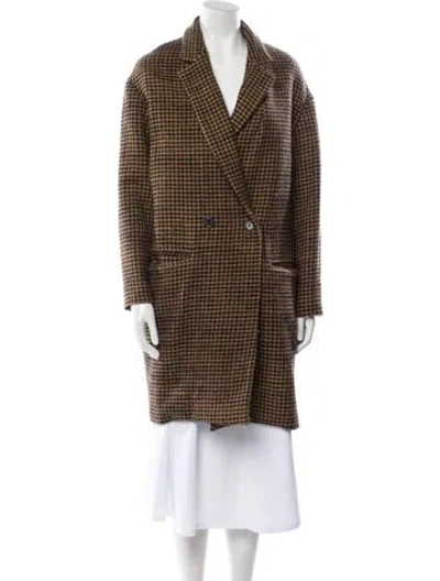 Pre-owned Nili Lotan Virgin Wool Tweed Pattern Faux Fur Coat In Multi