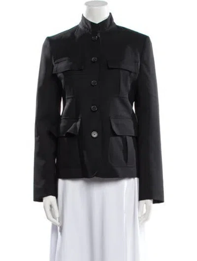 Pre-owned Nili Lotan Virgin Wool Utility Jacket In Black