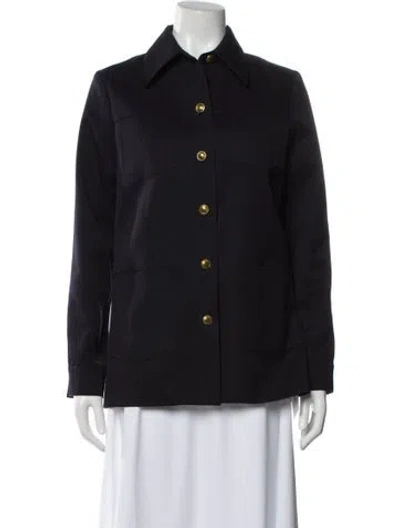 Pre-owned Nili Lotan Virgin Wool Utility Jacket In Blue