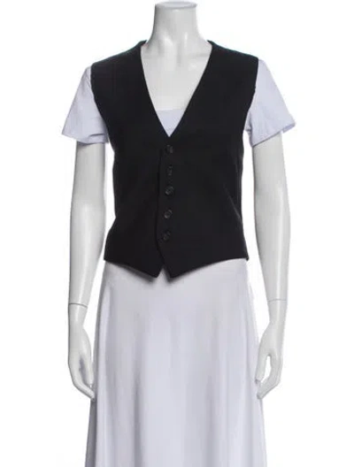 Pre-owned Nili Lotan Virgin Wool Vest In Black