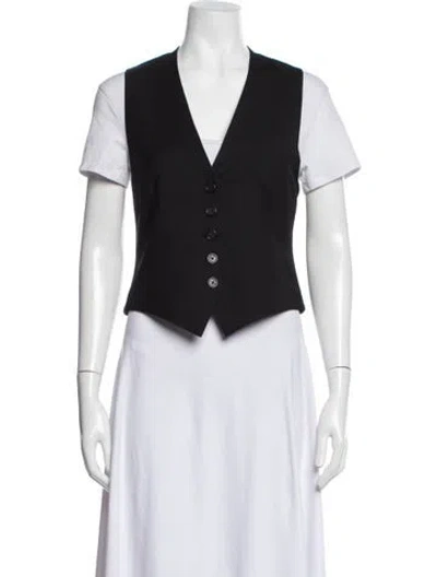 Pre-owned Nili Lotan Virgin Wool Vest In Black