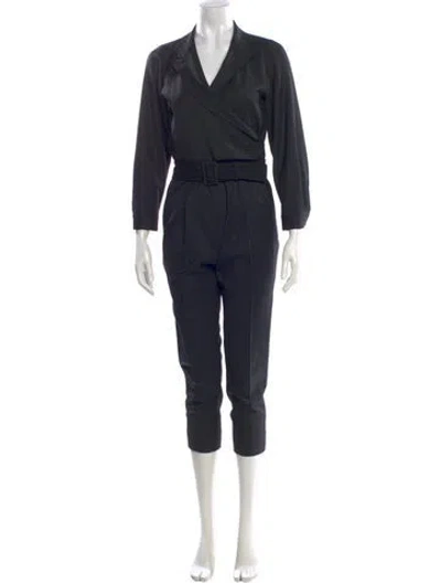 Pre-owned Nili Lotan Virgin Wool V-neck Jumpsuit In Black