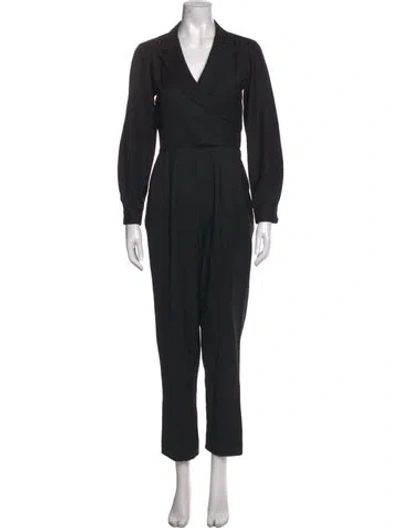 Pre-owned Nili Lotan Virgin Wool V-neck Jumpsuit In Black