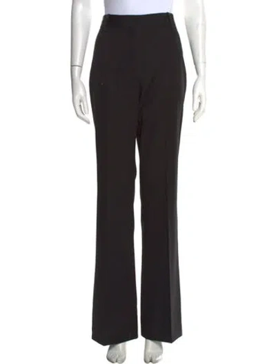 Pre-owned Nili Lotan Virgin Wool Wide Leg Pants In Black