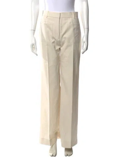 Pre-owned Nili Lotan Virgin Wool Wide Leg Pants In Neutral