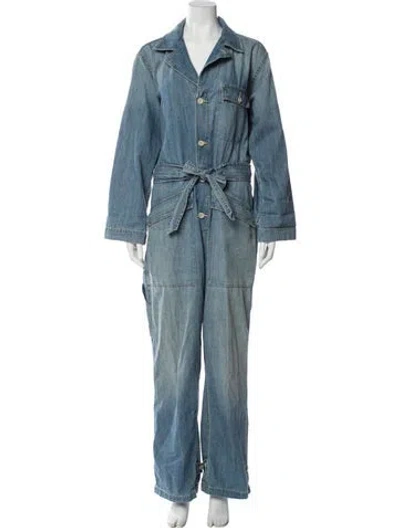 Pre-owned Nili Lotan V-neck Jumpsuit In Blue