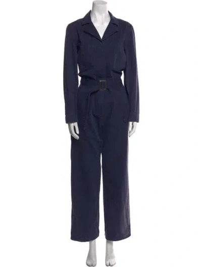 Pre-owned Nili Lotan V-neck Jumpsuit In Blue