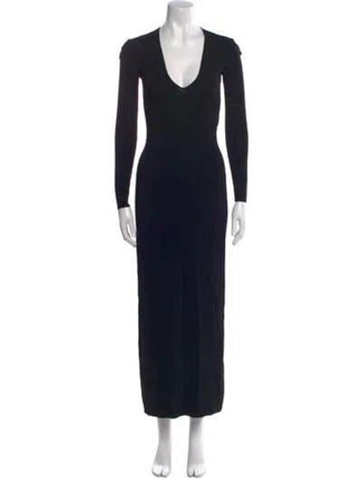Pre-owned Nili Lotan V-neck Long Dress In Black