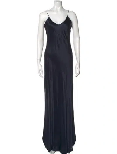 Pre-owned Nili Lotan V-neck Long Dress In Blue