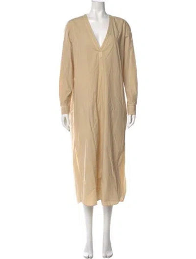 Pre-owned Nili Lotan V-neck Long Dress In Neutral
