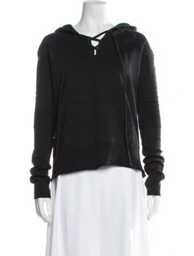 Pre-owned Nili Lotan V-neck Long Sleeve Hoodie In Black