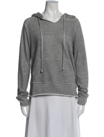 Pre-owned Nili Lotan V-neck Long Sleeve Hoodie In Gray